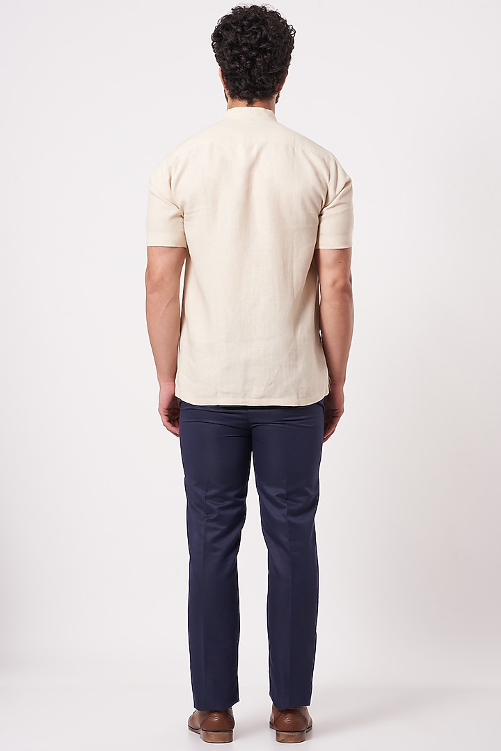 Beige Embroidered Party Wear Shirt by Ekam by Manish Gupta at Pernia's Pop Up Shop