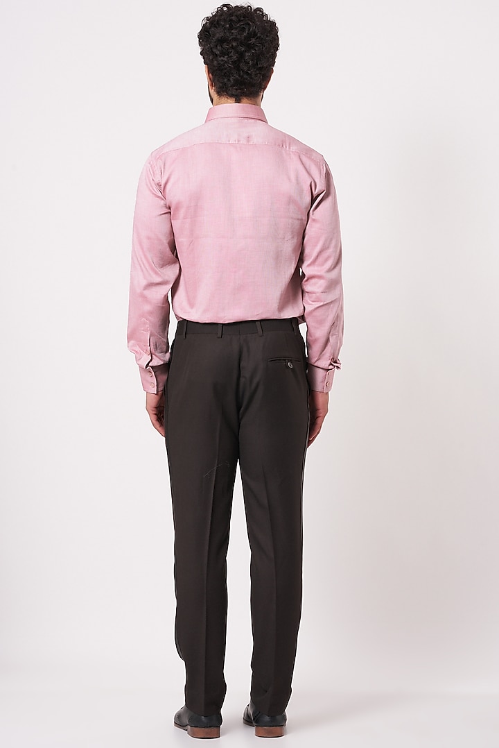 Powder Pink Chambray Cotton Party Wear Shirt by Ekam by Manish Gupta at Pernia's Pop Up Shop