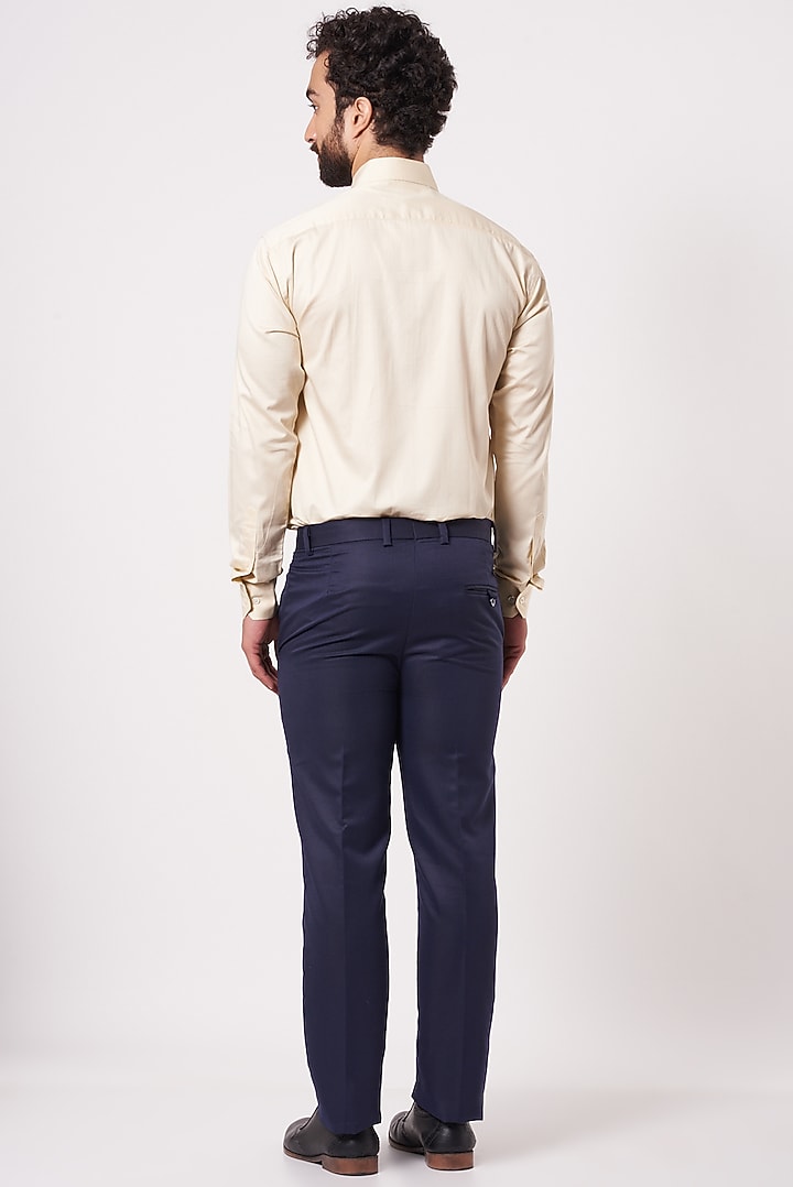 Beige Linen Pleated Tuxedo Party Wear Shirt by Ekam by Manish Gupta at Pernia's Pop Up Shop