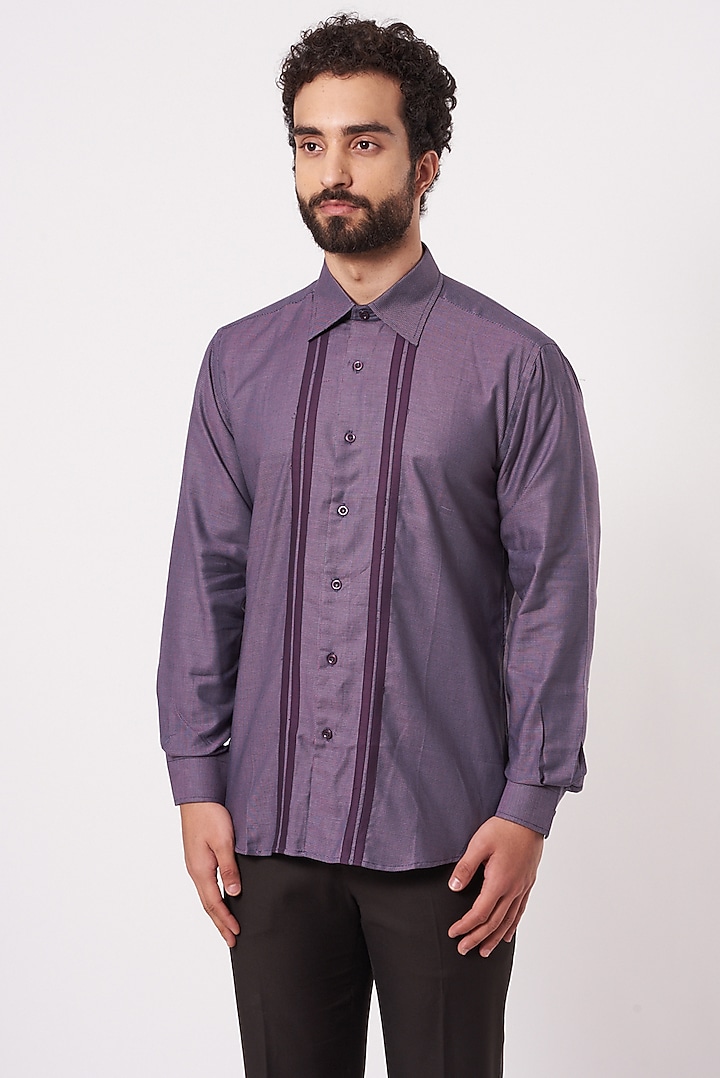 Onion Pink Textured Party Wear Shirt by Ekam by Manish Gupta at Pernia's Pop Up Shop