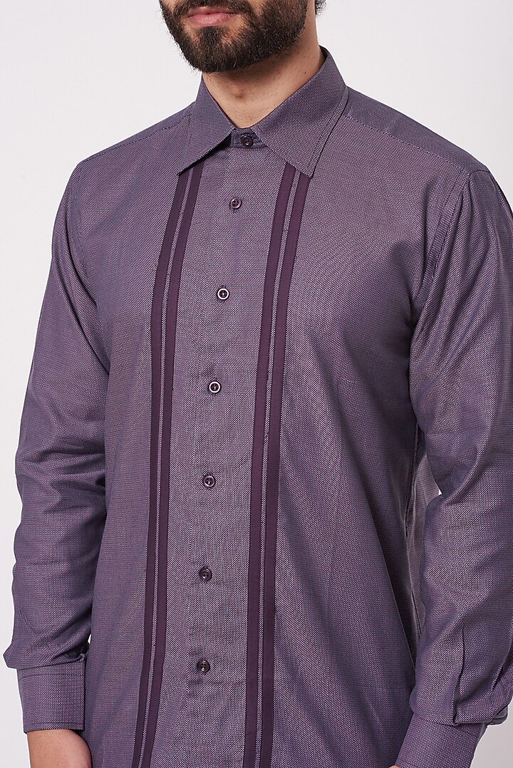 Onion Pink Textured Party Wear Shirt by Ekam by Manish Gupta at Pernia's Pop Up Shop