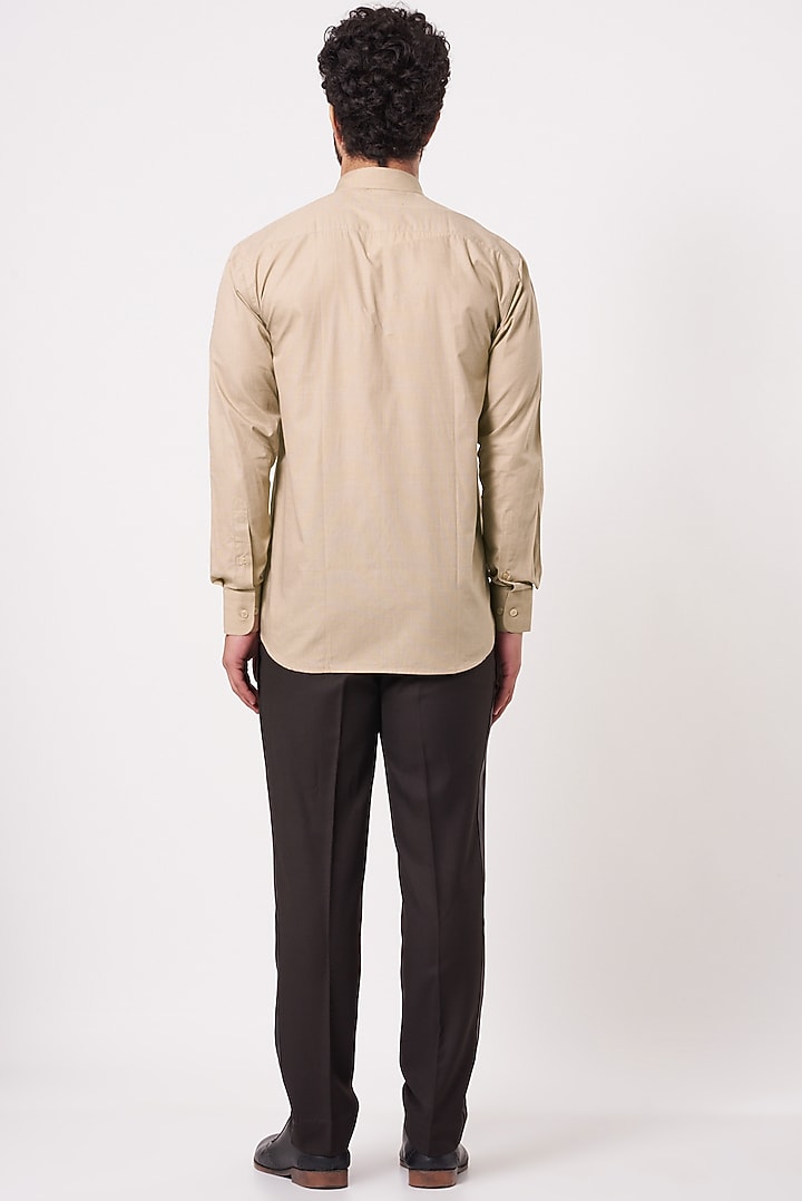 Beige Cotton Overlapped Party Wear Shirt by Ekam by Manish Gupta at Pernia's Pop Up Shop