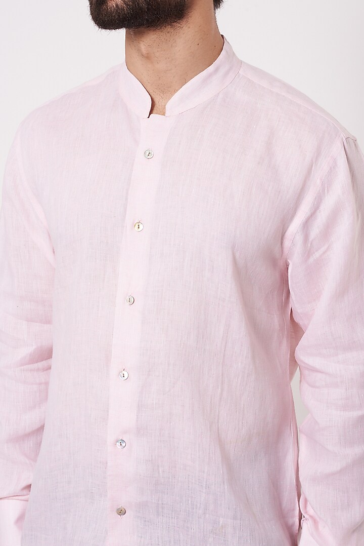 Pink Linen Party Wear Shirt by Ekam by Manish Gupta at Pernia's Pop Up Shop