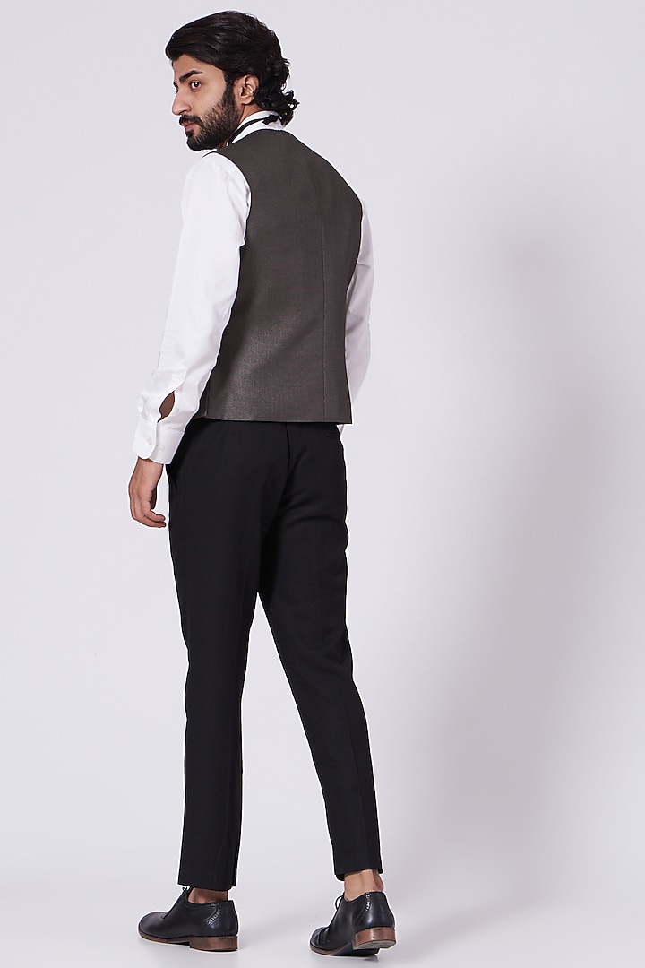 Grey Double Brested Jacket by Ekam by Manish Gupta at Pernia's Pop Up Shop