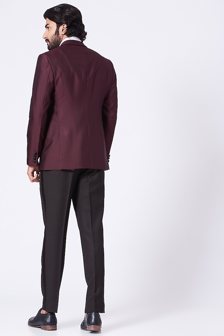 Wine Fine Suiting Tuxedo Set by Ekam by Manish Gupta at Pernia's Pop Up Shop