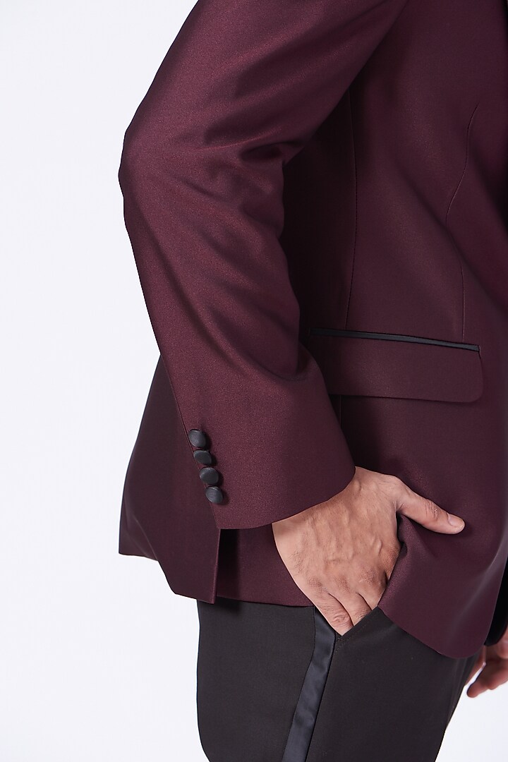 Wine Fine Suiting Tuxedo Set by Ekam by Manish Gupta at Pernia's Pop Up Shop
