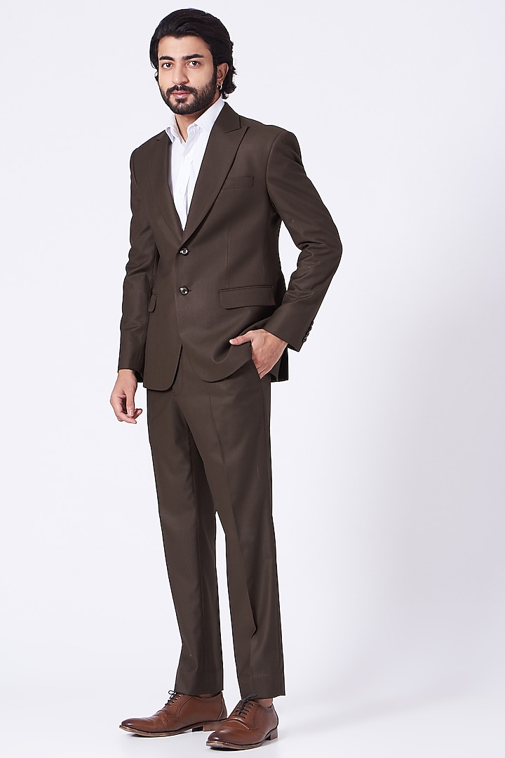 Cherry Wood Suit Set In Fine Italian Suiting by Ekam by Manish Gupta