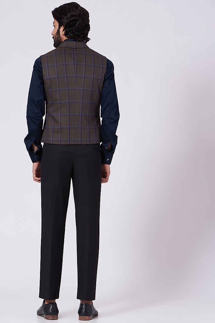 Brown Fine Suiting Waistcoat by Ekam by Manish Gupta at Pernia's Pop Up Shop