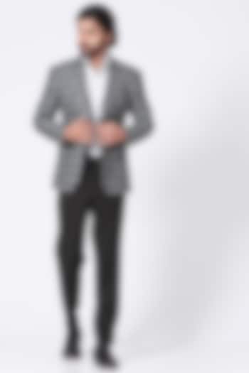 Black & White Pure Linen Checkered Blazer Set by Ekam by Manish Gupta at Pernia's Pop Up Shop