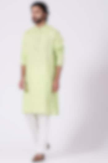 Neon Green Mirror Hand Embroidered Kurta Set by Ekam by Manish Gupta