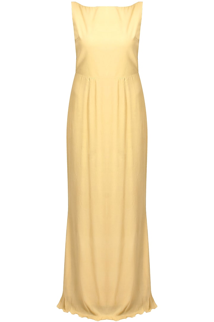 Beige queen bee gown with floral embroidered sheer cape available only at Pernia's Pop Up Shop.