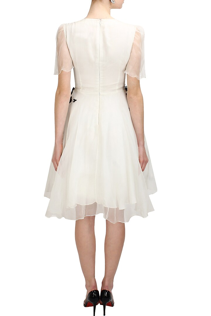 White and black organza cut flower motifs angel dress available only at Pernia's Pop Up Shop.