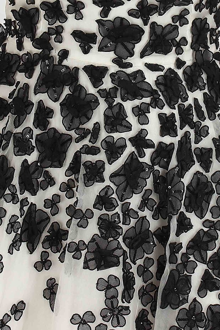 White and black organza cut flower motifs angel dress available only at Pernia's Pop Up Shop.