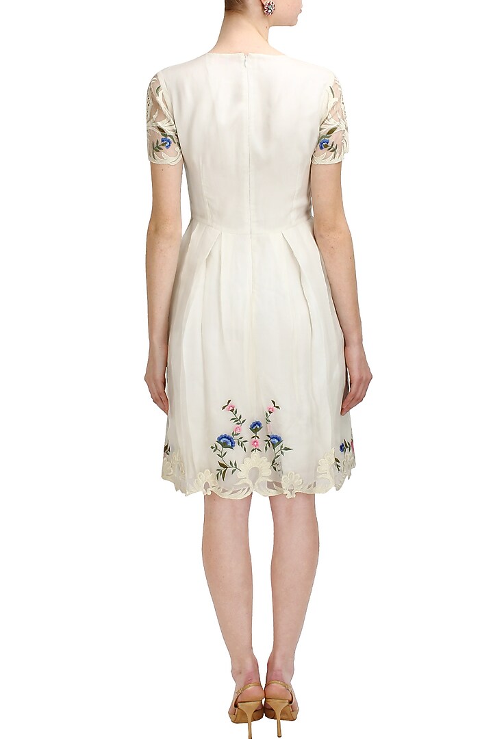 Ivory floral thread embroidered spring dress available only at Pernia's Pop Up Shop.