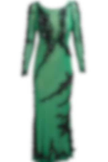 Green and black sequins and beads embellished helen gown by Elysian By Gitanjali