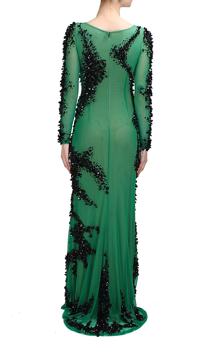 Green and black sequins and beads embellished helen gown available only at Pernia's Pop Up Shop.