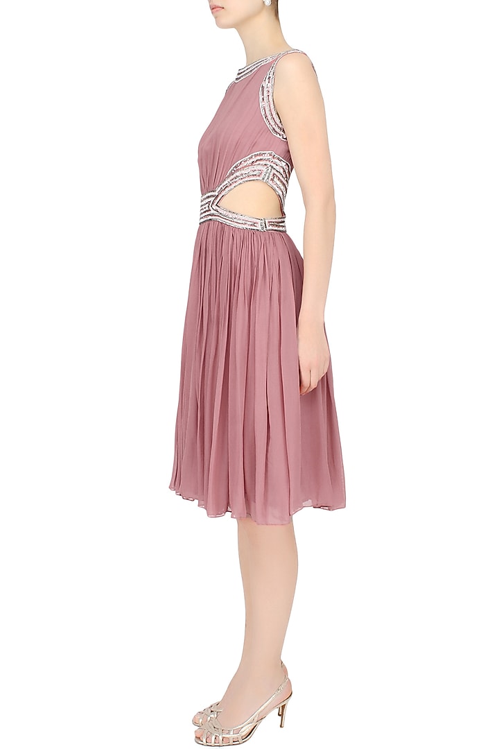 Elysian by Gitanjali presents Onion pink sequins embellished cut out dress available only at Pernia's Pop Up Shop.