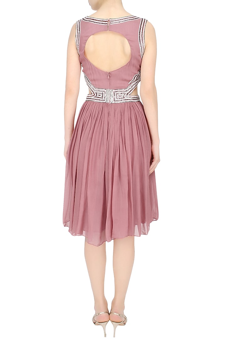 Elysian by Gitanjali presents Onion pink sequins embellished cut out dress available only at Pernia's Pop Up Shop.