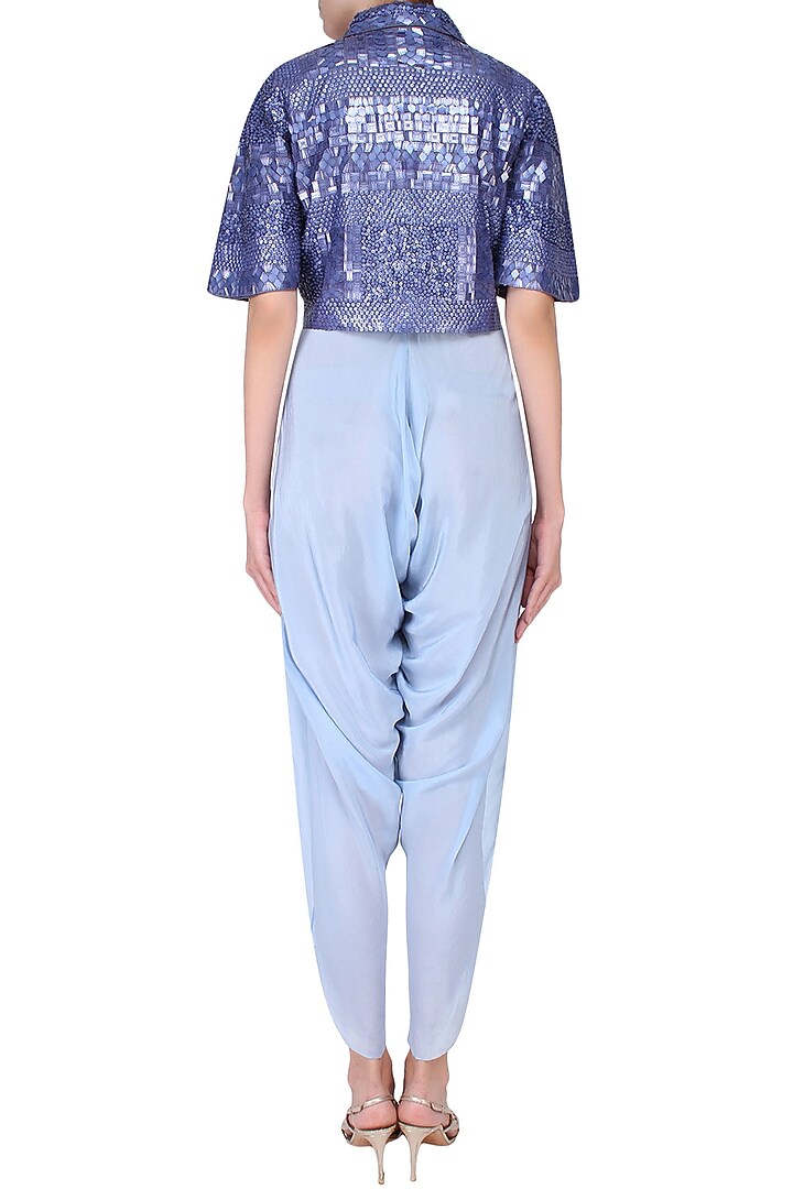Elysian by Gitanjali presents Purple sequins embellished crop jacket available only at Pernia's Pop Up Shop.