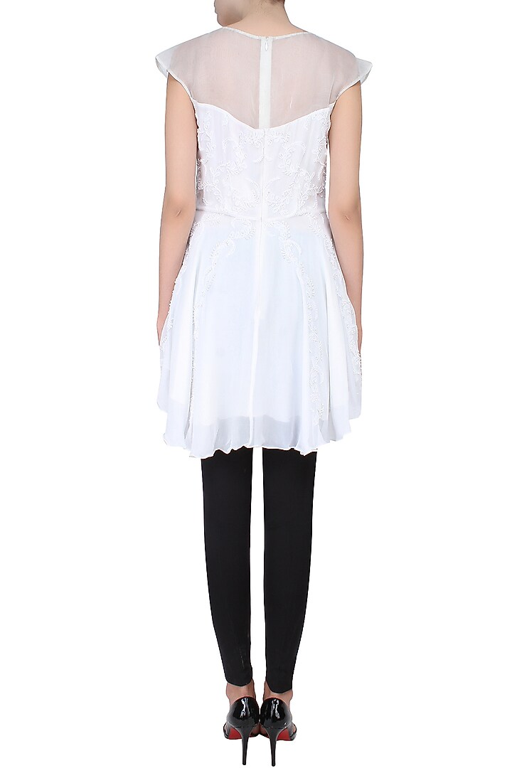 Elysian by Gitanjali presents White beaded thread hand embroidered peplum top available only at Pernia's Pop Up Shop.