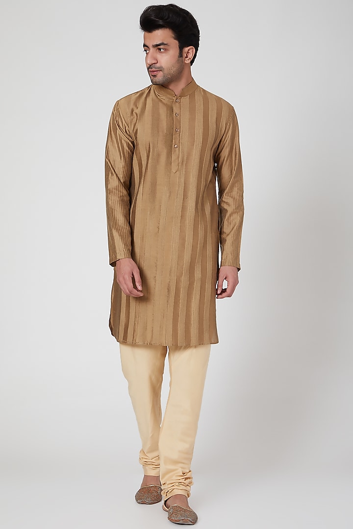 Brown & Beige Kurta Set by Ekam by Manish Gupta