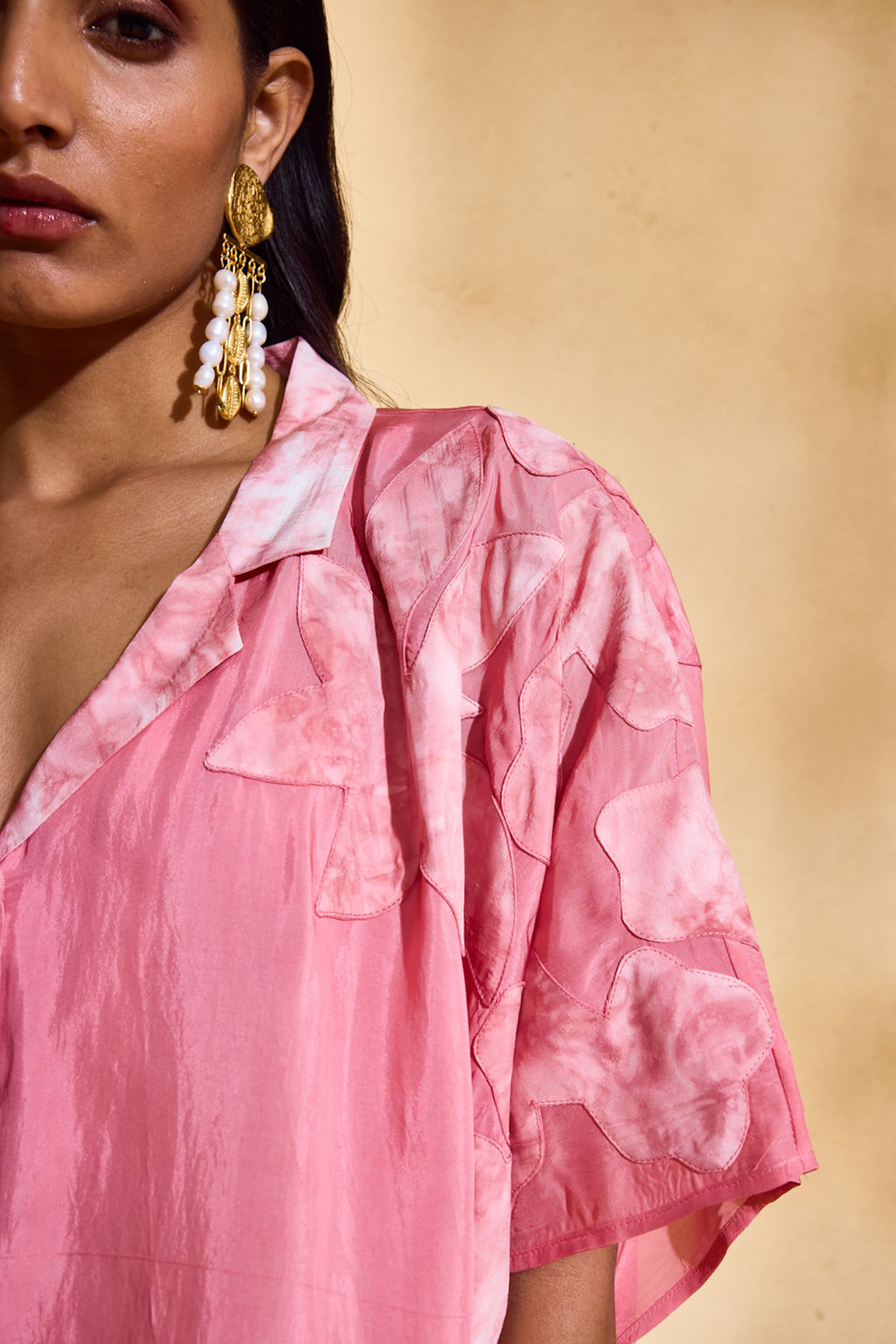Pink Imported Satin Tie-Dyed Co-Ord Set by Echo Studio at Pernia's Pop Up Shop