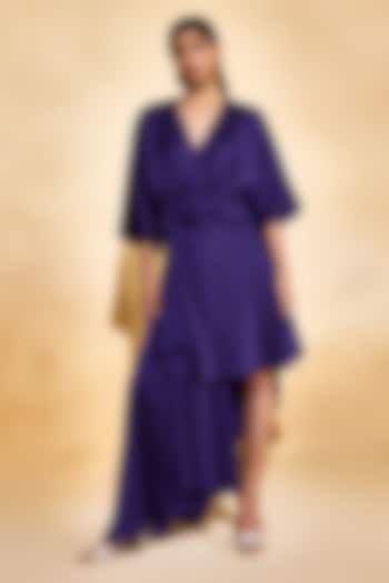 Deep Midnight Purple Imported Satin Summer Dress by Echo Studio at Pernia's Pop Up Shop