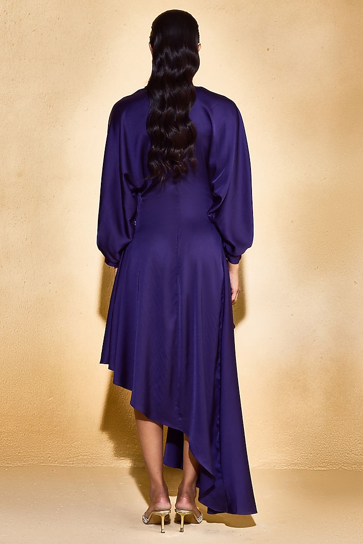 Deep Midnight Purple Imported Satin Summer Dress by Echo Studio at Pernia's Pop Up Shop