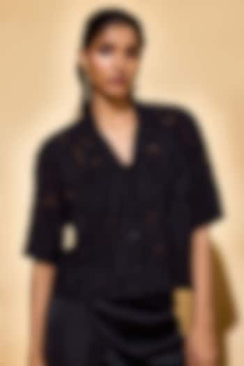 Black Jacquard Viscose Shirt by Echo Studio at Pernia's Pop Up Shop