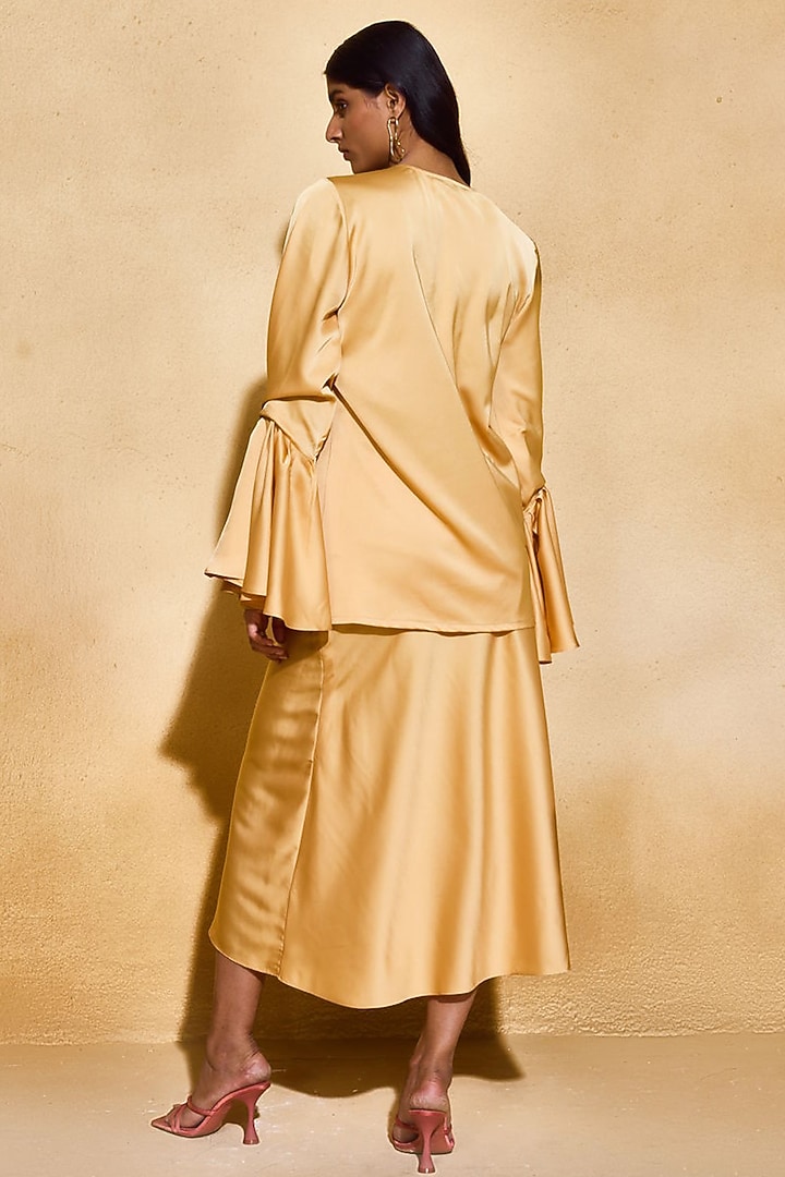 Yellow Imported Satin A-Line Skirt Set by Echo Studio at Pernia's Pop Up Shop