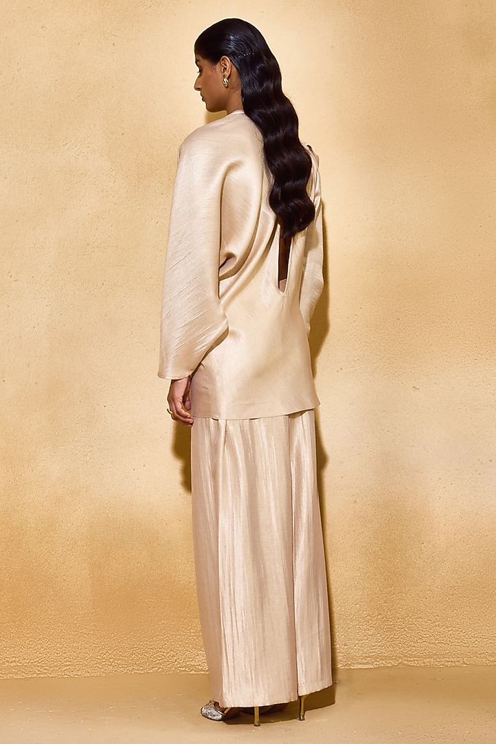 Gold Banarsi Silk Co-Ord Set by Echo Studio at Pernia's Pop Up Shop