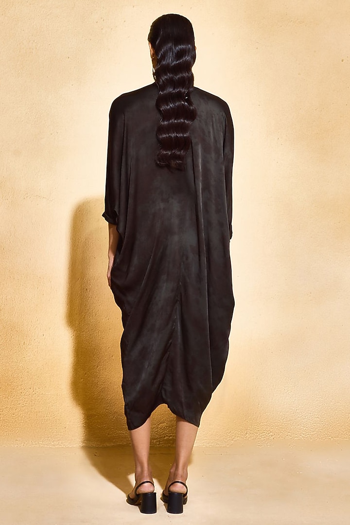 Black Imported Satin Summer Dress by Echo Studio at Pernia's Pop Up Shop