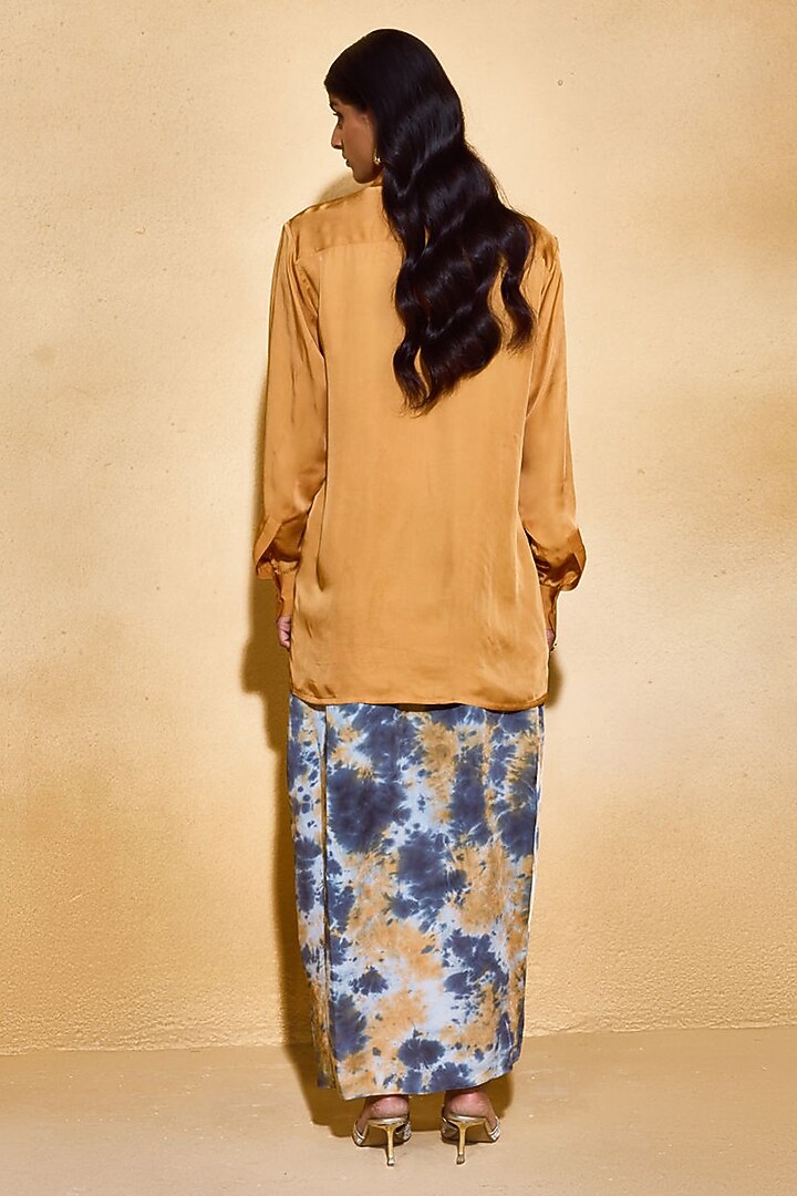Orange Imported Satin Tie-Dyed Co-Ord Set by Echo Studio at Pernia's Pop Up Shop