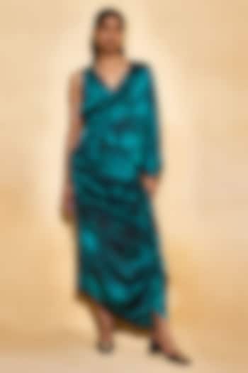 Green Imported Satin Vacation Dress by Echo Studio at Pernia's Pop Up Shop