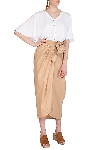 White Button Down Flared Dress by Echo Studio