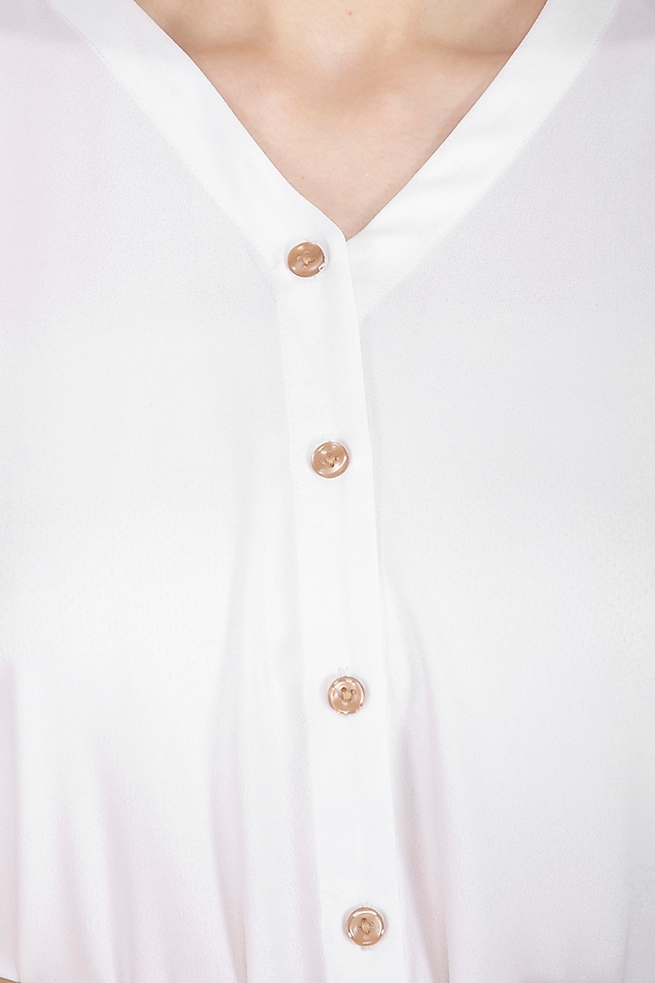 White Button Down Flared Dress by Echo Studio at Pernia's Pop Up Shop