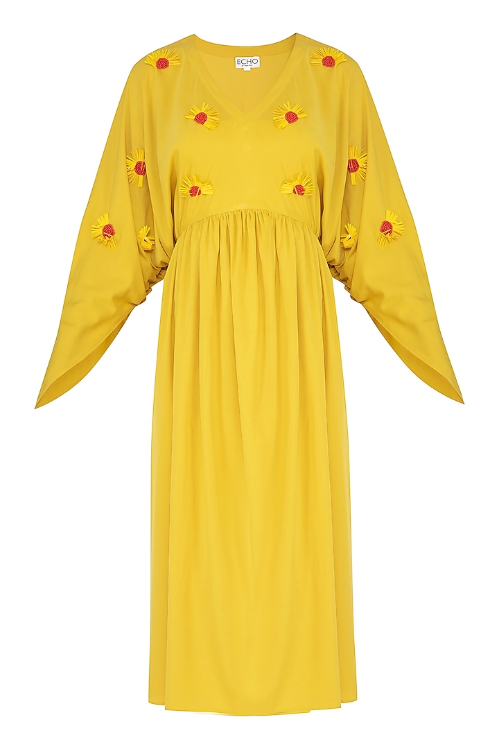 Yellow Embellished Dress by Echo