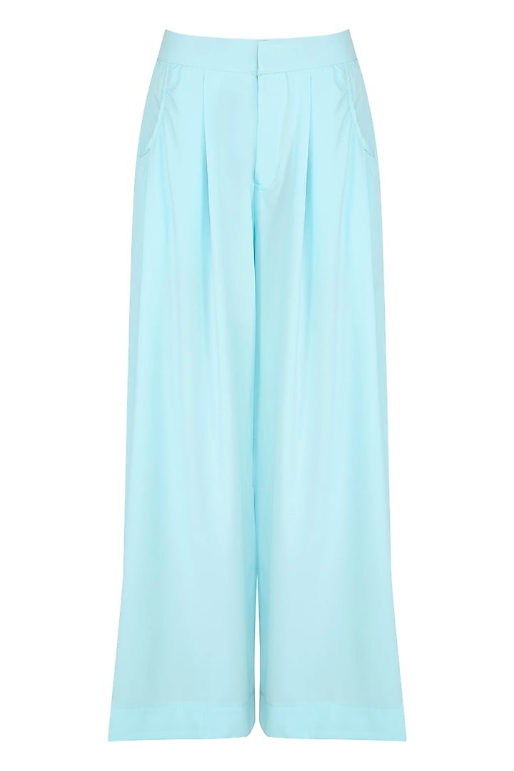 Blue Pleated Pants by Echo