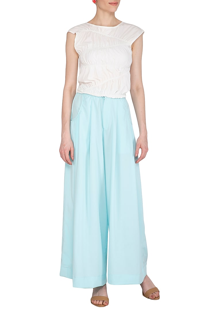 White Ruched Top by Echo Studio at Pernia's Pop Up Shop