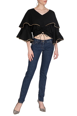 Black Layered Butterfly Top by Echo Studio