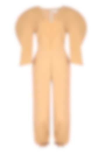 Beige Cotton Jumpsuit by Echo Studio at Pernia's Pop Up Shop