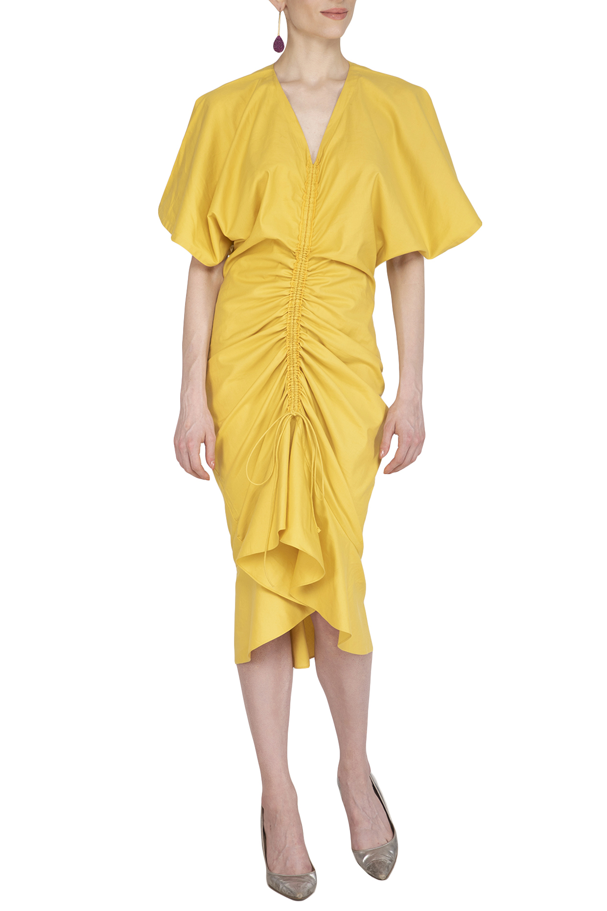 yellow tie up dress