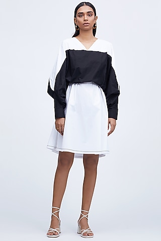 Black & White Cotton Dress by Echo Studio
