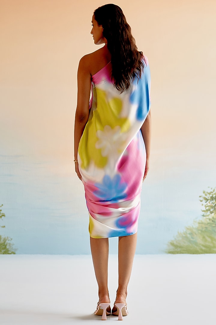 Multi-Colored Silk Floral Printed Midi Summer Dress by Echo Studio at Pernia's Pop Up Shop