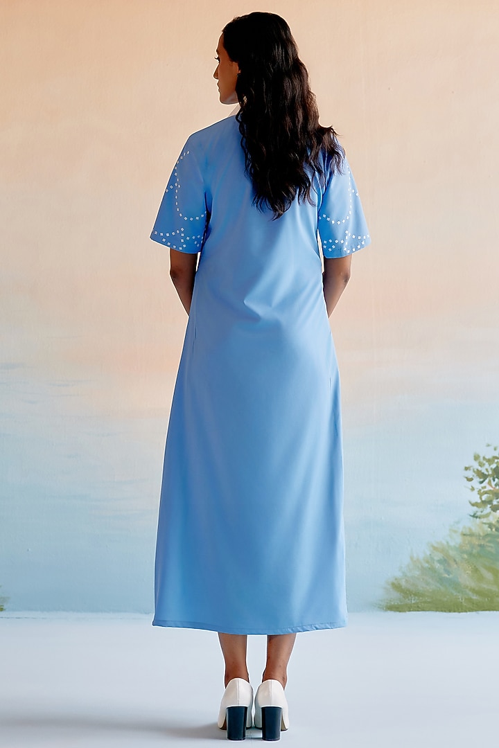 Blue & White Imported Crepe Maxi Summer Dress by Echo Studio at Pernia's Pop Up Shop