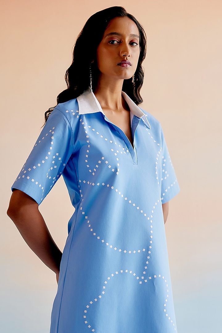 Blue & White Imported Crepe Maxi Summer Dress by Echo Studio at Pernia's Pop Up Shop