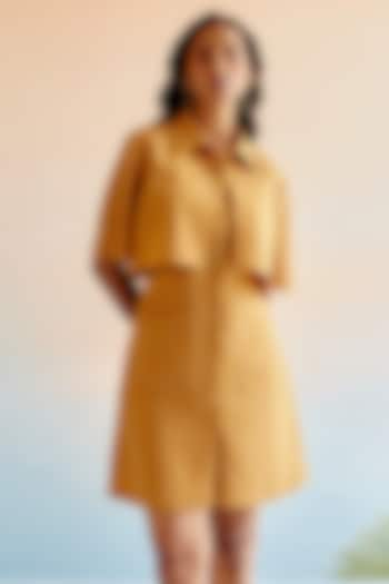 Yellow Imported Crepe Mini Shirt Dress by Echo at Pernia's Pop Up Shop