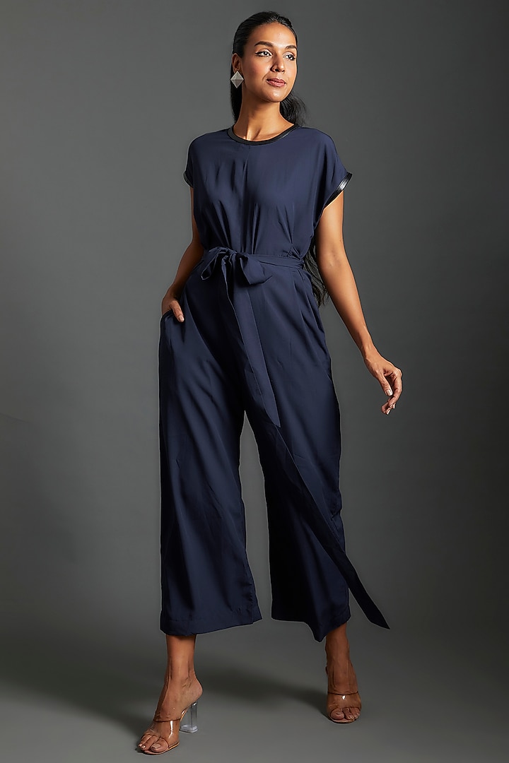 Blue Synthetic Jumpsuit by ECHKE