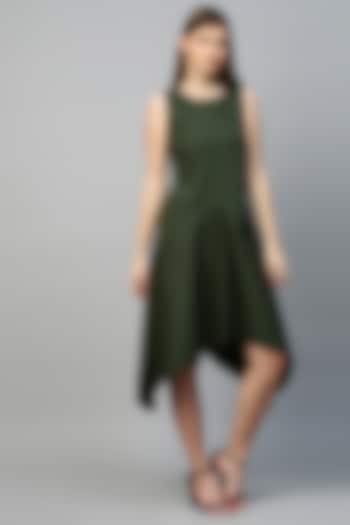 Military Green Asymmetrical Blended Summer Dress by ECHKE at Pernia's Pop Up Shop
