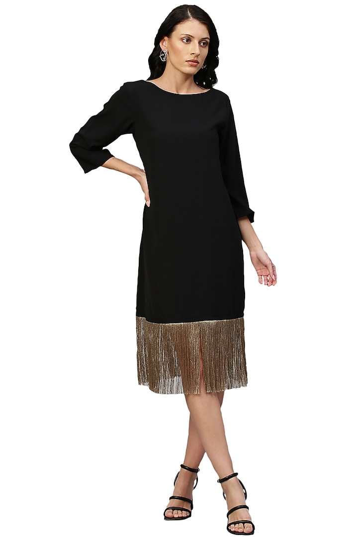 Black Rayon Summer Dress by ECHKE at Pernia's Pop Up Shop